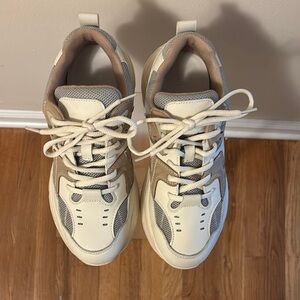 Cushionaire Strike Chunky Cream and Tan Sneakers